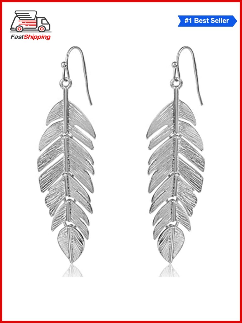 ✨ Humble Chic NY Feather Earrings 925 Sterling Silver Plated Drop & Dangle Boho